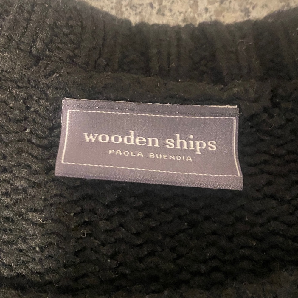 Wooden Ships Black Knit with Cream Lettering - Picture 3 of 5